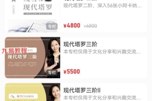 M.A残雪-现代塔罗一阶二阶到三阶+等4套课程视频 百度云下载!